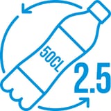 Number of 50 cl plastic bottles used to produce this recycled polyester product.